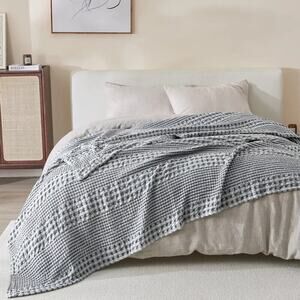 Cotton Soft All Season Waffle Weave Textured Bed Blanket Great Bay Home King SL